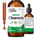 Wild & Organic Cleavers Tincture - Natural Detox Drops with Cleavers Leaf - Galium Aparine Herb Extract Supplement - Vegan, Sugar & Alkol-Free - 2 fl ozz