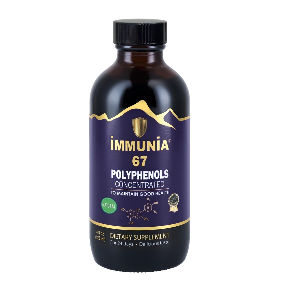 Immunia 67 Polyols - Elderberry Temp & Antioksit Meyveleri. Premium Antioksi Supplement with 67 Polyols (Anthocyanins, Quercetin, Resveratrol, vs.) 24 Günlük Şişe (-Pack)