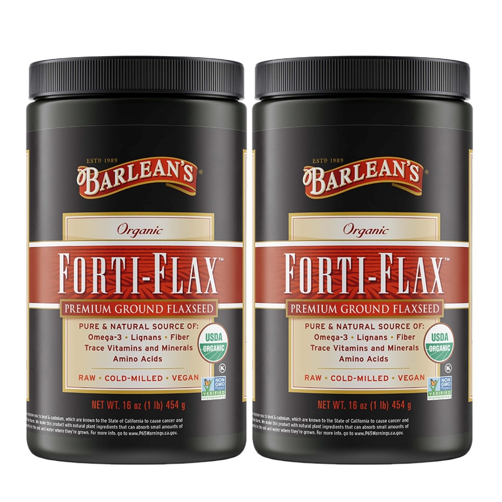 Barlean'ın Forti-Flax Organik Flaxseed, Ground Whole Raw Tohumları, Omega-3 Supplement with Lignans and Diyetary Fiber, Bulk Ground Flax Tohum, 16 oz, 2 Pack