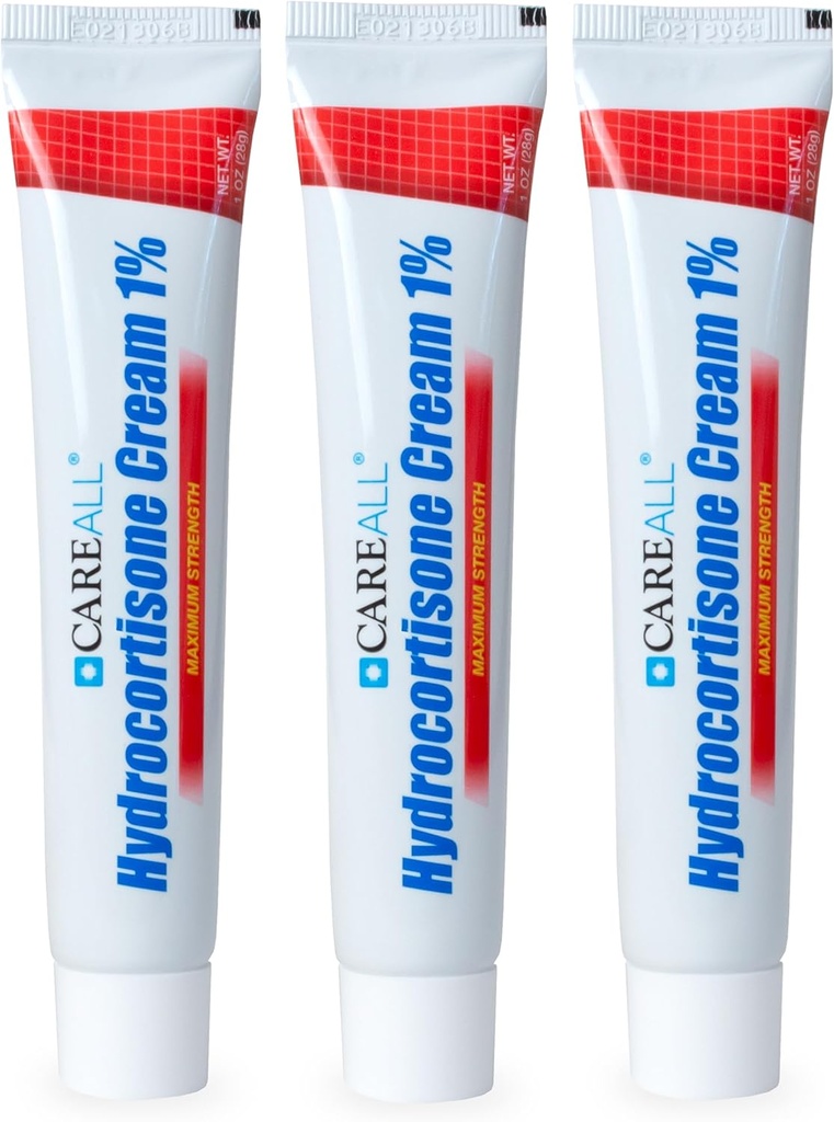 Tüm Hydrocortisone% 1, 1oz Tube (Pack of 3), maksimum Güçlü Anti-Itch Cream, Bug Bites, Eczema, Psoriasis, Zehir Ivy, Oak ve Sumac
