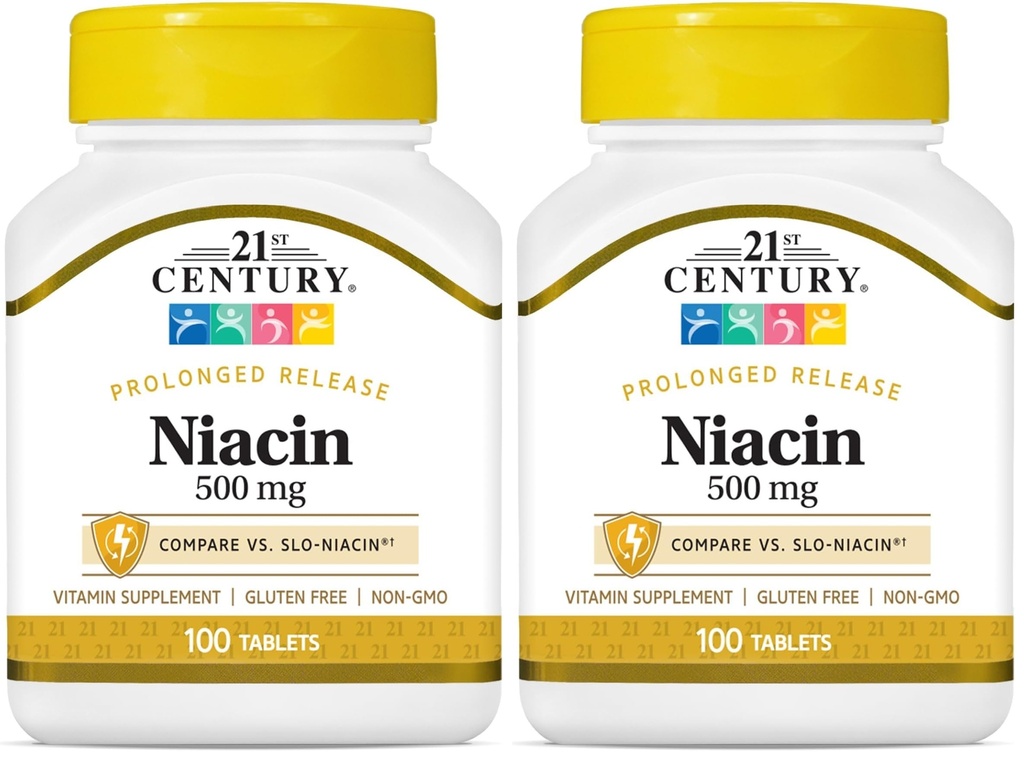 21. Yüzyıl Niacin 500 mg Prolonged release Tabletleri, 100 Count (27474) (Pack of 2)