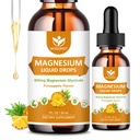 Magnezyum Glycinate Liquid Drops with Citrate & Taurate - Cognition, Kas & Focus, Sıvı Magnezyum Kompleksi D3, GABA, L-theanine, Pineapple Flavor - 1 Fl Oz (2 Pack)