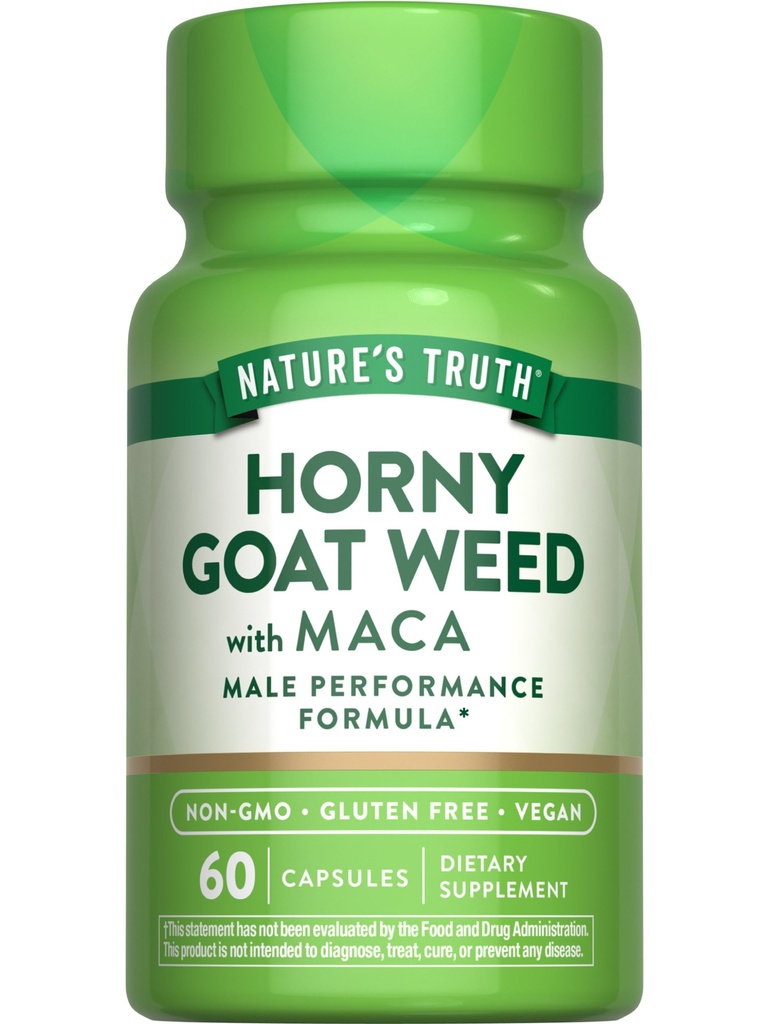 Nature's Truth Horny Goat Weed with Maca | 60 Toz Türlü Capsules | Vegan, Non-GMO ve Gluten Free Supplement Supplement