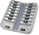 AM/PM Bi-Folding Pill Organizer + Supplement Case for OTC Medicine, Prescription + Vitamins - 14 Labeled Pazartesi-Sunday Slide Lock Pouches Grey Travel Pill Case