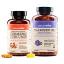 NatureWise Curcumin Turmeric 2250 mg & Flaxseed Oil 1200 mg Omega 3 6 9 Ortak, Kalp ve Immune Desteği [1 & 2 Ay Supply]