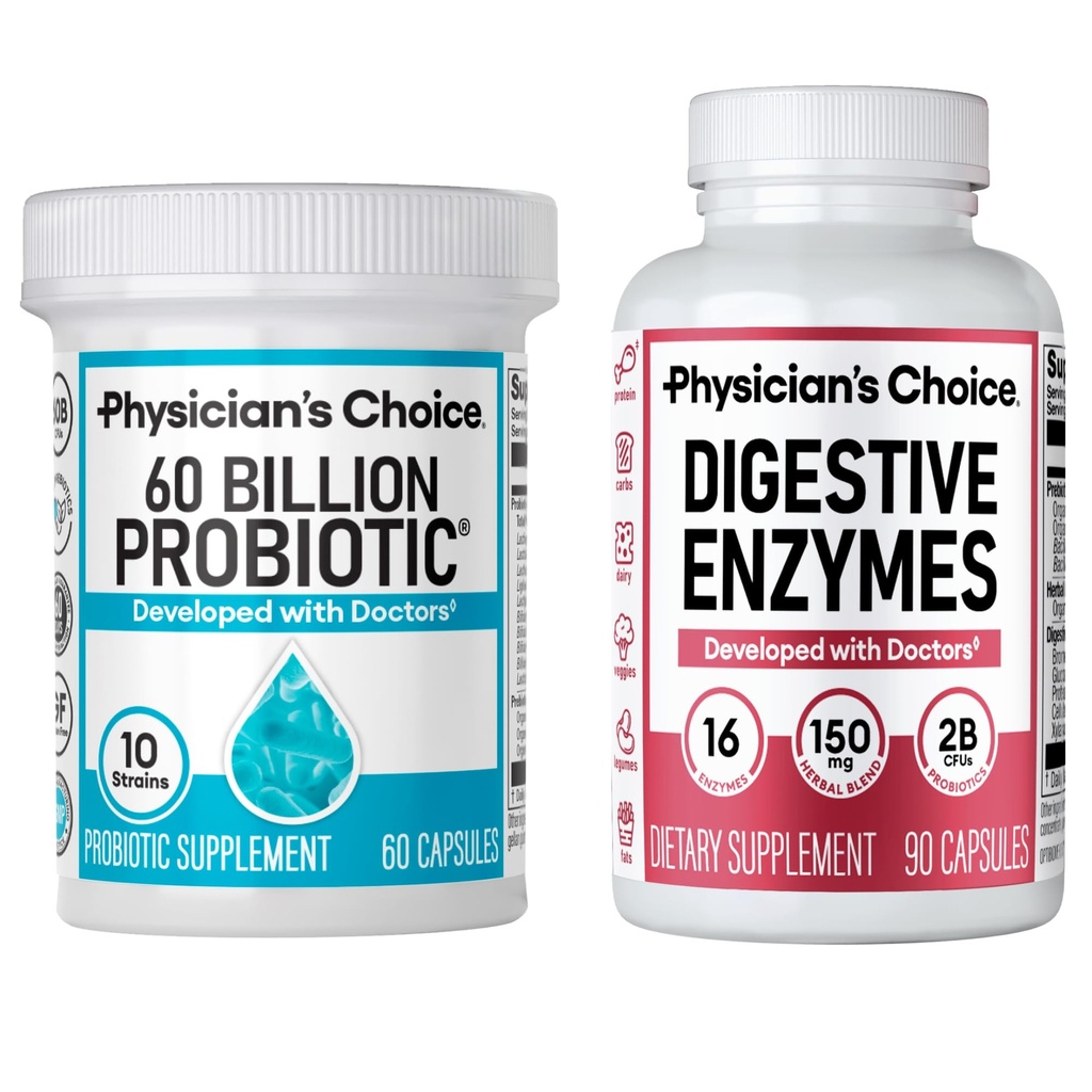 Doktor CHOICE - Optimal Gut Health Sche: 60 Milyar Probiyotik 60ct + Digestive Enzymes 90ct for Digestive Comfort and Immune Support