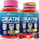 Erkekler ve Kadınlar için Kreatif Monohidrat Gummies, Taurin, Vitamin B6 & B12 Kreta Monohidrat, Enerji, Endurance, Kas, Organik (2 Paketler)