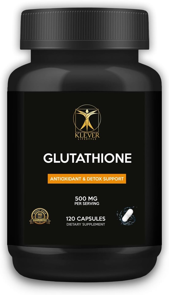 Klever Lifestyle | Glutathione | Antioksi Supplement | Supports Cellular Health, Detoxification, Tound Onarım ve Immune Function | 120 Capsules | 500 mg per Service