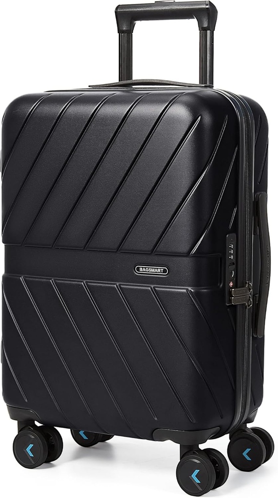 BAGSMART Bagajda 22x14x9 Airline TSA Lock ile Onaylandı, 1OOO% Spinner Wheels ile Polikarbonat Sert Kapıları, Dayanıklı Sert Shell 20 inç Black