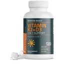 Bronson Vitamin K2 D3 (MK7) Tamam Non-GMO Formula D3 5000IU (125 mcg) & 90 mcg K2 MK-7, Sw D & K Kompleksi, 120 Tabletler