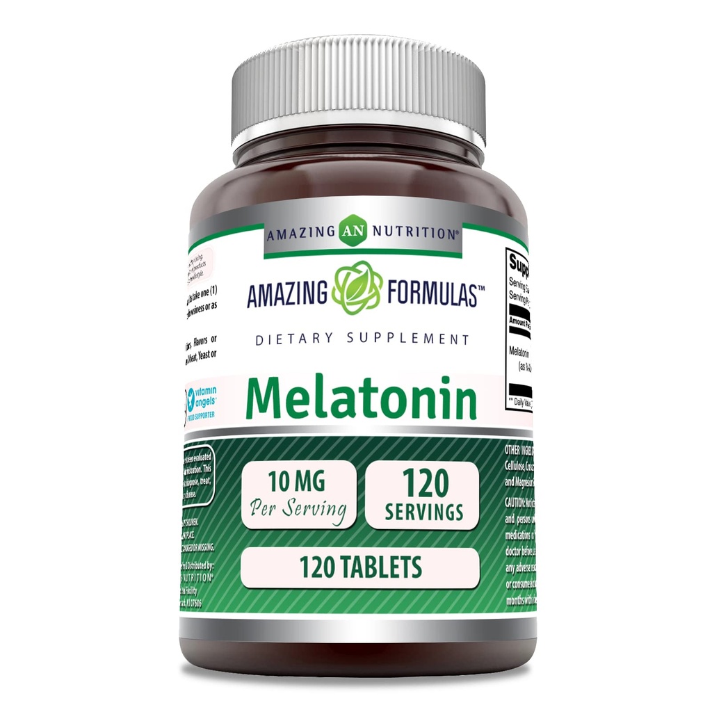 Amazing Formulas Melatonin 10 Mg Supplement | Tabletler | Non-GMO | Gluten-Free | Amerika'da Yapıldı (1 Pack | 120 Kont)