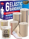 High-Performance Elastic Bandage - 6 Pack (2x2in, 2x3in, 2x4in) - Ayaklar için Self-Closing Güçlü Kompaj Bandage, Ankles, Biles ve Dizler