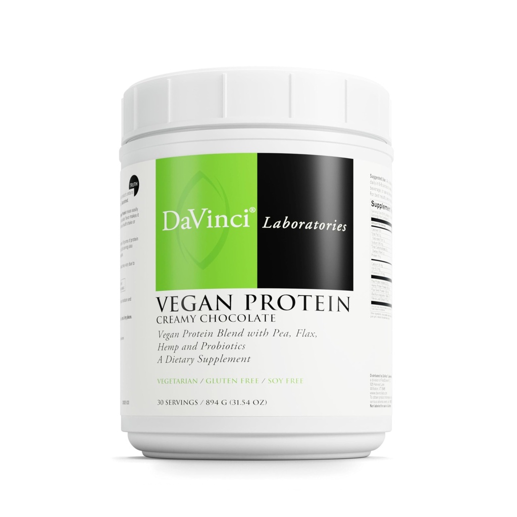 DAVINCI Laboratuvarları Vegan Protein - Toz Supplement Supports Kas & Tcon Tamir* - Pea Protein & Flax Tohum - Kremy Chocolate, 30 Hizmet (894 g)