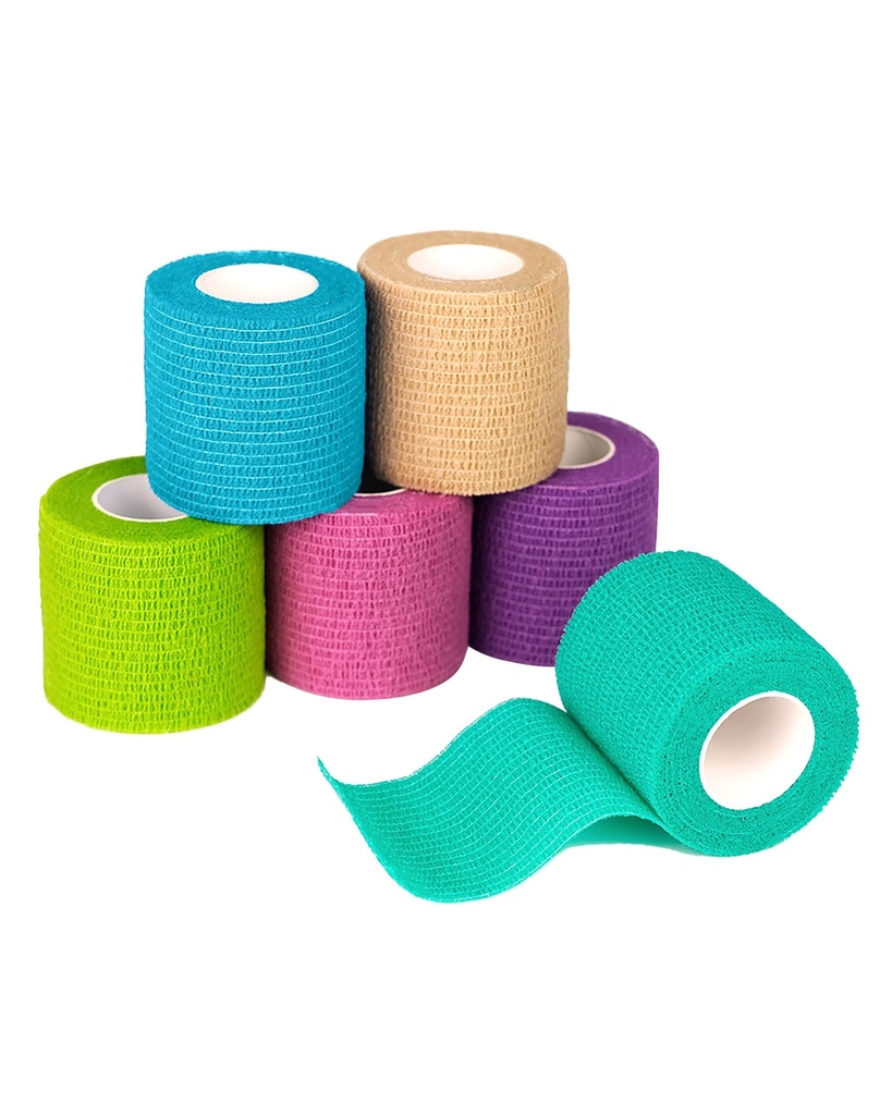 FriCARE Self Prestige Bandage, Medical Tape in First Aid Kit, Cohesive Bandages for Yaras Sport Vet, 2 Inches X 5 Yards 6 Rolls, Rainbow