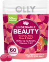 OLLY Undeniable Beauty Gummy, For Hair, Skin, Nails, Biotin, C, Keratin, Chewable Supplement, Grapetre, 30 Day Supply - 60 Countpetre