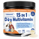 ZEBORA Dog Multivitamin Toz with Glucosamine, Dog Vitamins and Supplements for Immune Support, Skin and Coat Supplement Supplement with Omega 3 for Antigestive & Gut Health