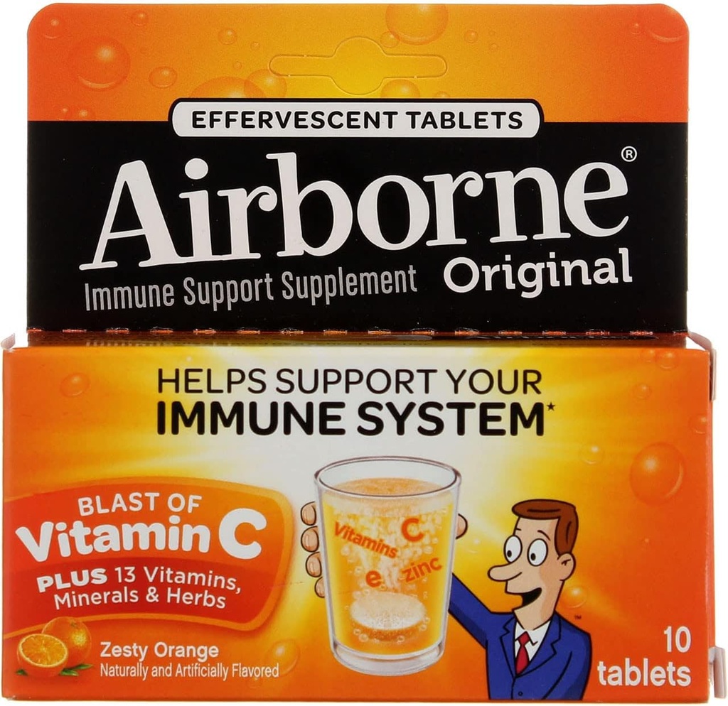 Hava yoluyla - Vitamin C ile Effervescent Tabletleri - Zesty Orange - 10 Tablet - 4 Pack