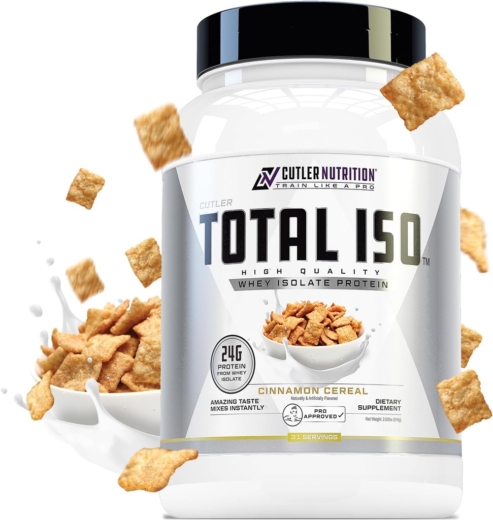 Toplam ISO Whey Isolate protein Tozu: En İyi Tasting Whey protein Shake %100 Whey proteini, Mükemmel Post Workout Protein Toz Mix ve Meal Change Drink, Cinna Cereal, 2 Pounds