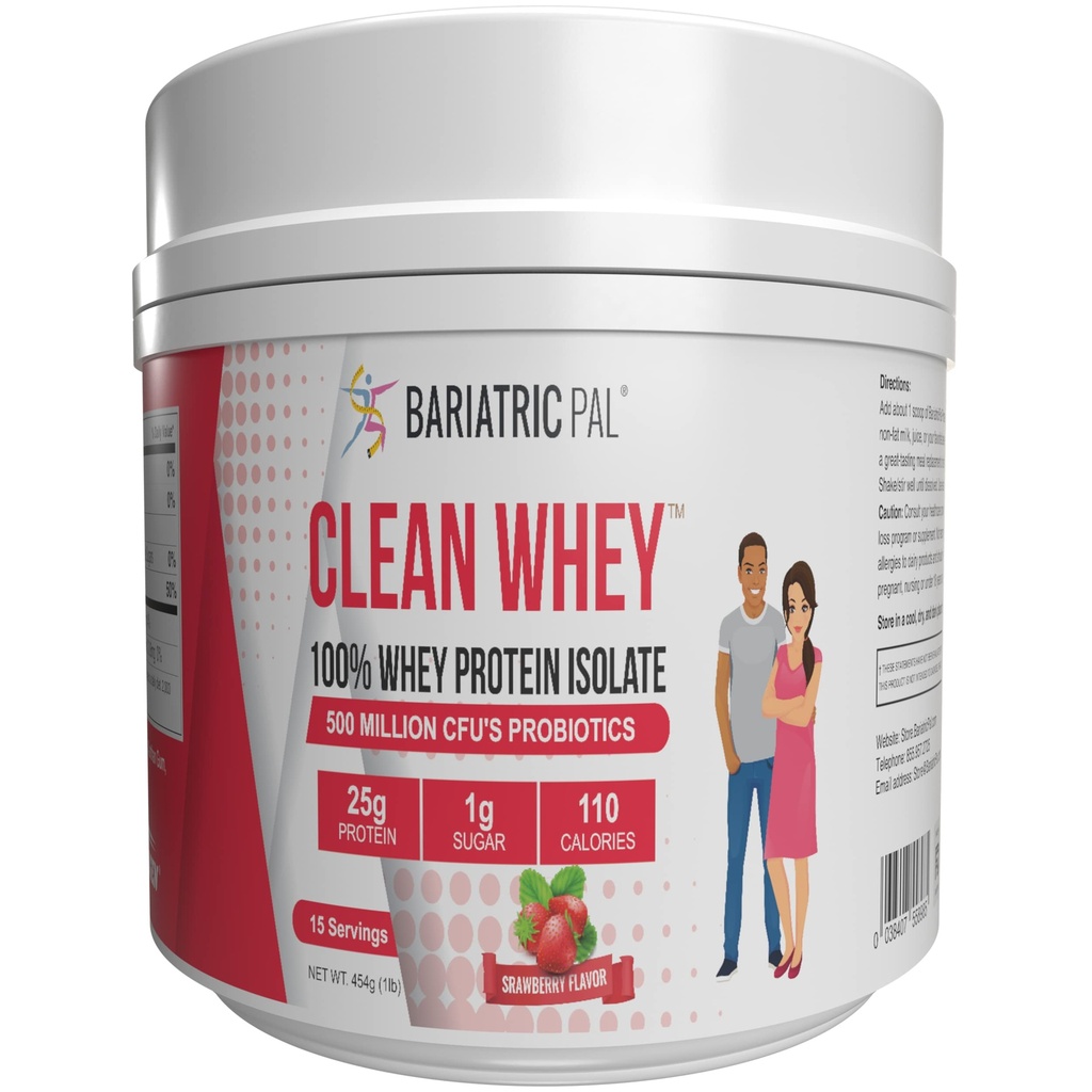 BariatrikPal Clean Whey proteini (25g) Probiyotiklerle - Strawberry (15 hizmet)