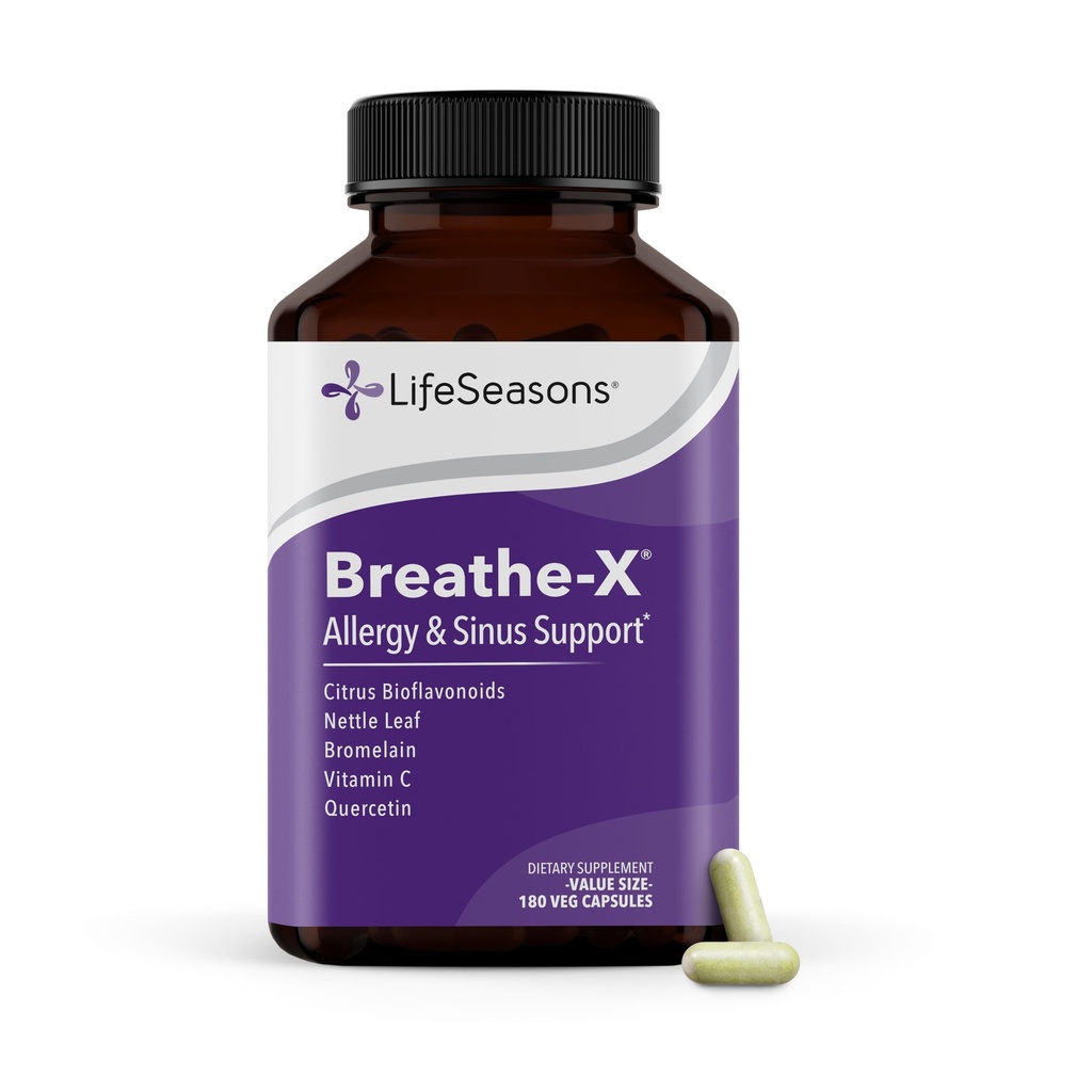 Breathe-X - Antivirüs & Sinus Relief Supplement - Destekler Sinuses & Nasal Discomfort - Non-Drowsy & Fast-Acting - Quercetin, Bromelain, Citrus Bioflavonoids, Nettle Leaf & Vitamin C - 180 Capsules