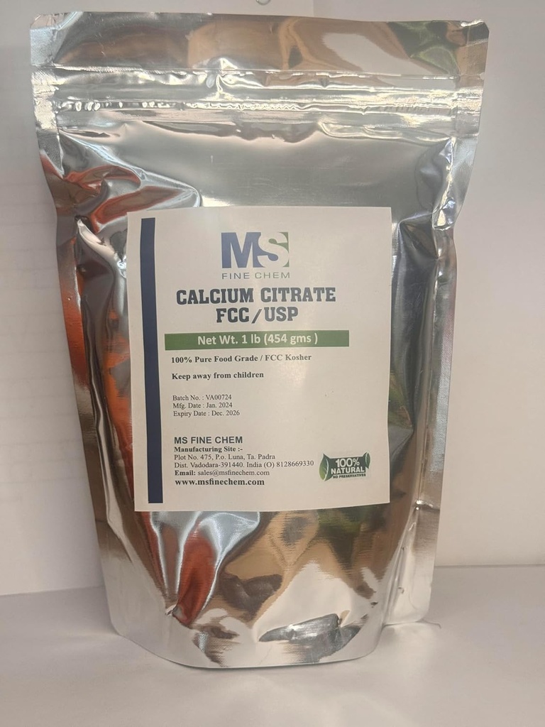 Kalsiyum Citrate Toz - Kalsiyum Citrate Supplement, Kalsiyum Citrate 1000 mg - Gluten Free, 4500 mg (1000 mgo) hizmet başına - 1 lb