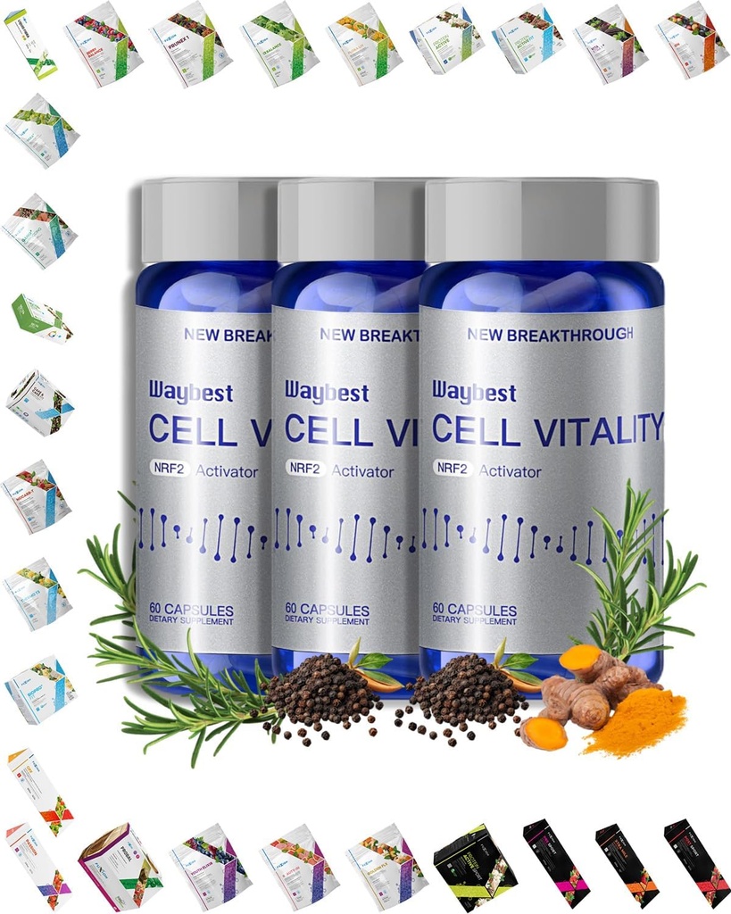 Oxidative Stress Relief Formula by Waybest Hücre Vitality NRF2 Activator (180 Vegan Capsules),Nutritional Anti-Aging Health Supplements,Blend of 5 Natural Herbalytonutrients Malzemeler