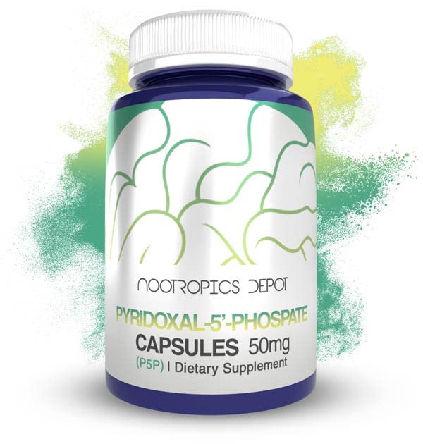 Pyridoxal-5'- Phosphate Capsules (P5P) | 50 mg | Active Form of Vitamin B6 | 365 Count | Nootropics Depot