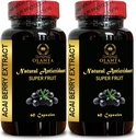 ACAI Berry Ekstraksiyon - Organik Diyetsel Supplement Acai Berry Toz, Superfood, Daily Energy Support, Acai for General Wellness - 2 Şişes 120 Capsules