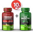 ORZAX Macintosh,% 30 Ginsenosides 120 Vegatable Capsules ve Saw Palmetto 2000 mg 120 Sebze Kapsülleri, Schen