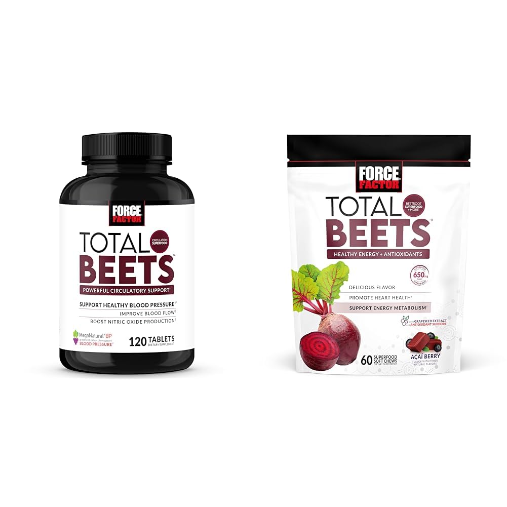 Kuvvet Faktörü Kan basıncı ve Total Beets Chews Nitrik Oksit Cardiovascular Destek Grapeseed Antioksis 120 Count & 60 Chews
