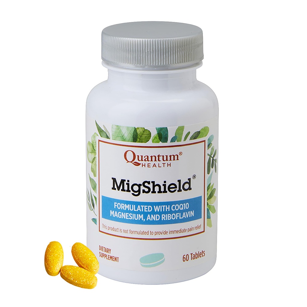 Kuantum Sağlık MigShiel Magnezyum Supplement with Riboflavin & CoQ10 Helps Proper Function of Brain Heart & Muscles Daily Nutritional Essentials for Women & Men - 60 Tabletler