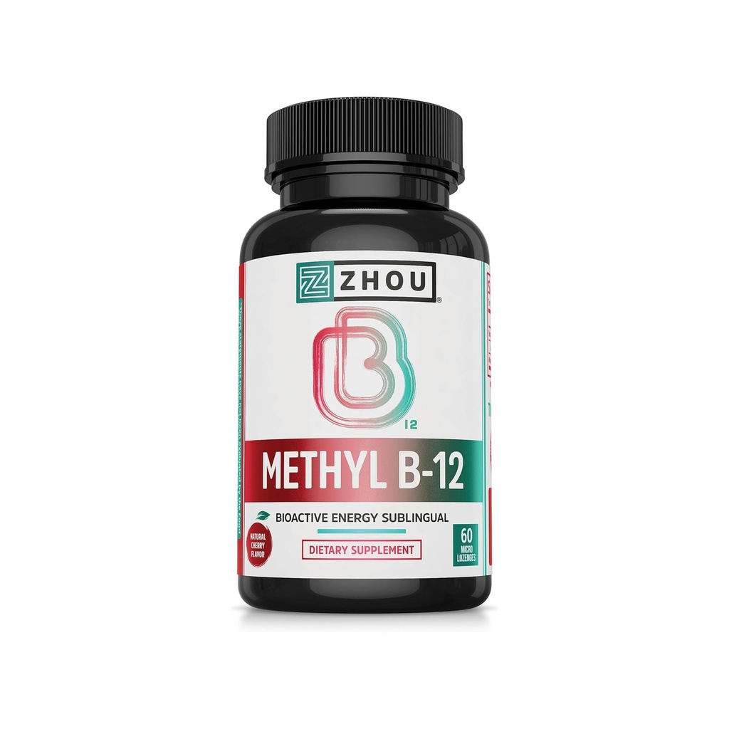 Zhou Torch B12 - Kadınlar ve Erkekler için Me-12 Supplement, B12 5000 mcg, Vegan Dostu, Hücre Enerji ve Nerve Function Support, Mecobalamin - 60 Micro Lozenges