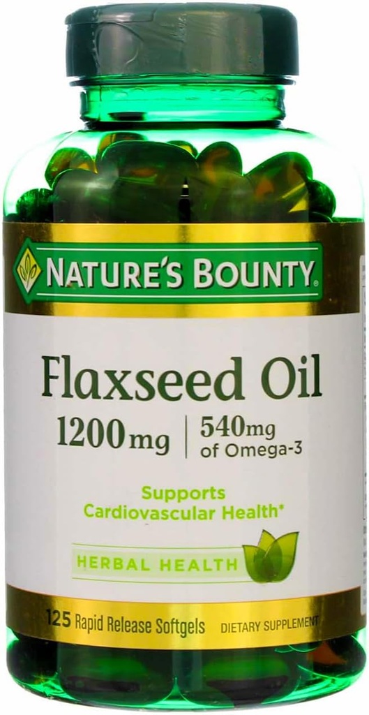 Nature's Bounty Flaxseed Oil 1200 mg, 125 Hızlı Yayın Softgels (Pack of 3)