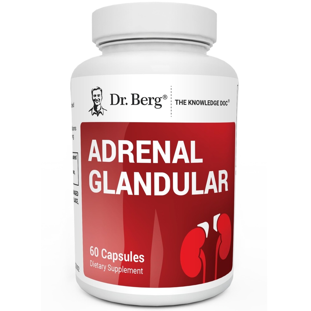 Dr. Berg Adrenal Glandular - Hormonlar Sağlıklı Adrenal Fonksiyonları Destekleyen Formula - Adrenal Destek Supplement - 60 Capsules
