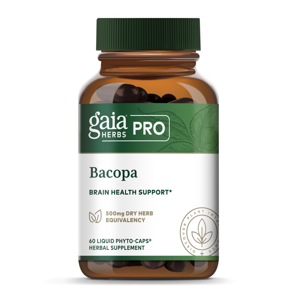 GAIA HERBS PRO Bacopa - Beyin Sağlığı ve Nootropic Desteği - 60 Sıvı Phyto-Caps (30 hizmet)