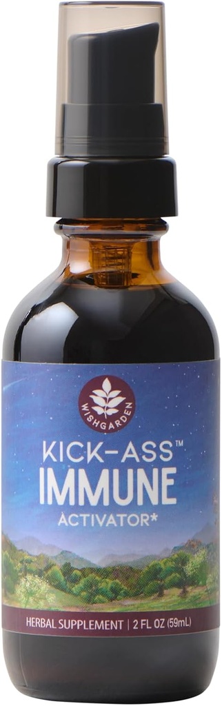 WishGarden Herbs Kick-Ass Immune Activator - Herbal Immunity Support Supplement for Yetişkinler, Plant-Based Immune ATM & Immune Defense w/Echinacea & Goldenseal, Hızlı Immunity Boost Formula, 2oz
