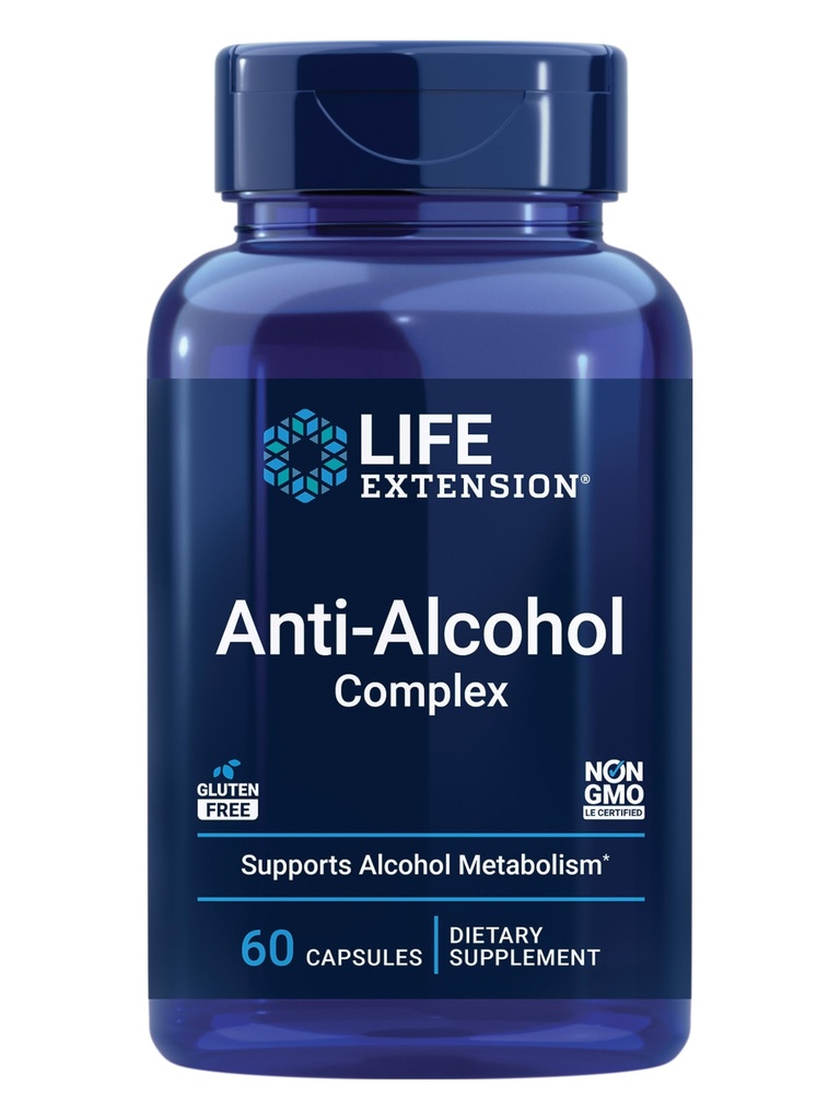 Life Extension Anti-Alcohol Kompleksi, C, çinko, Grape Tohum, Süt Butle, Clove Extract, Supports Health Alkol Metabolism & Optimal Liver Function, Gluten-Free, Non-GMO, 60 Capsules