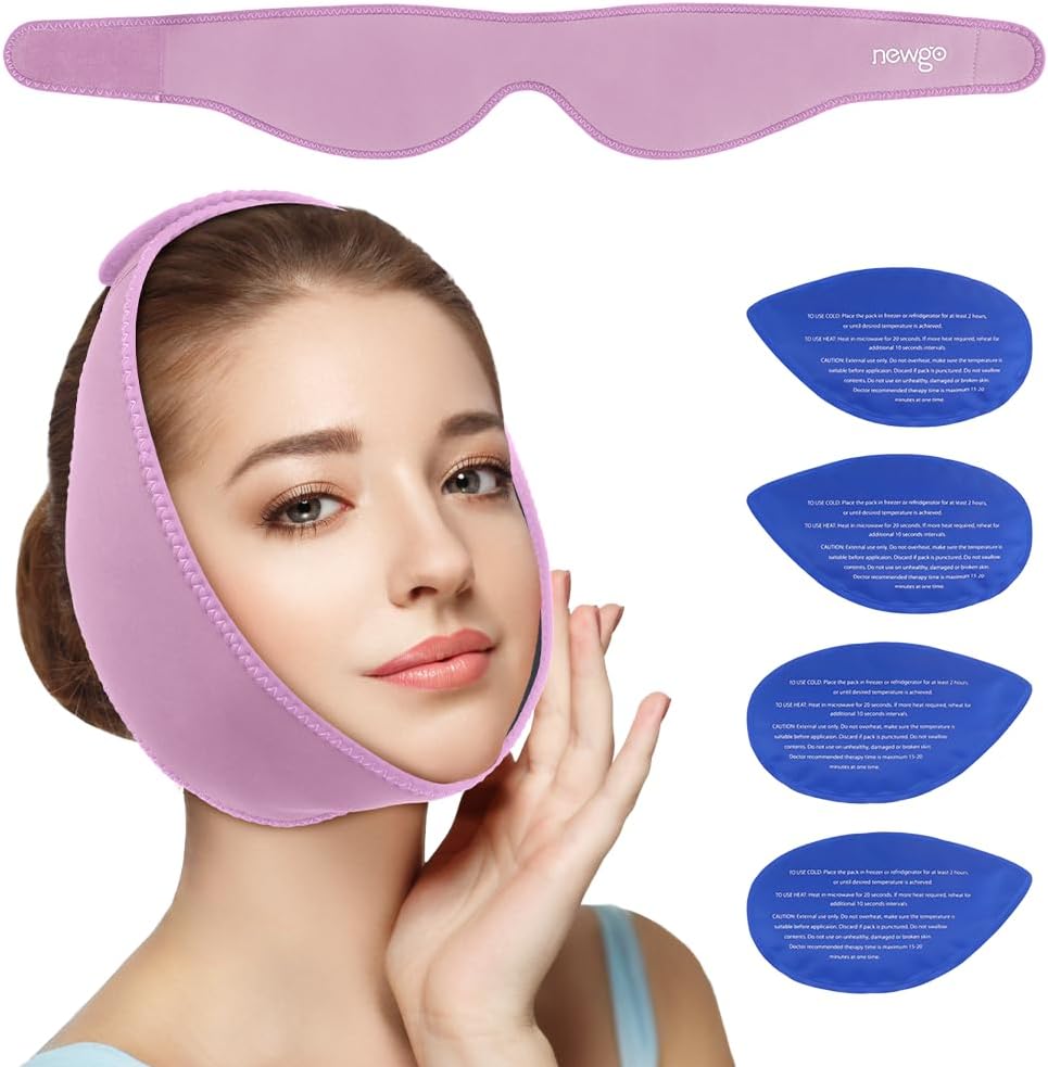 NEWGO Bilge Dişler Buz Paketi Face Oral Cerrahi için yuvarlanır, 4 Hot Cold Gel Pack ile Face için 4 Hot Cold Gel Pack for TMJ, Tooth Ekstraksiyon, Tonsillektomi - Mors