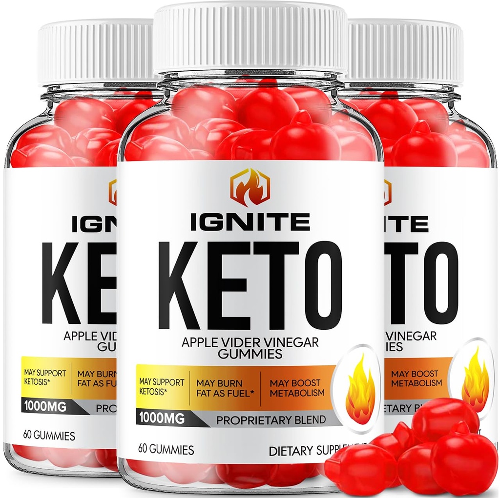 (3 Pack) Ignite Keto ACV Gummies - Gelişmiş Formula Ignite Keto Plus ACV Gummies Apple Cider Vinegar Ignite ACV Diyetary Supplement (180 Gummies)