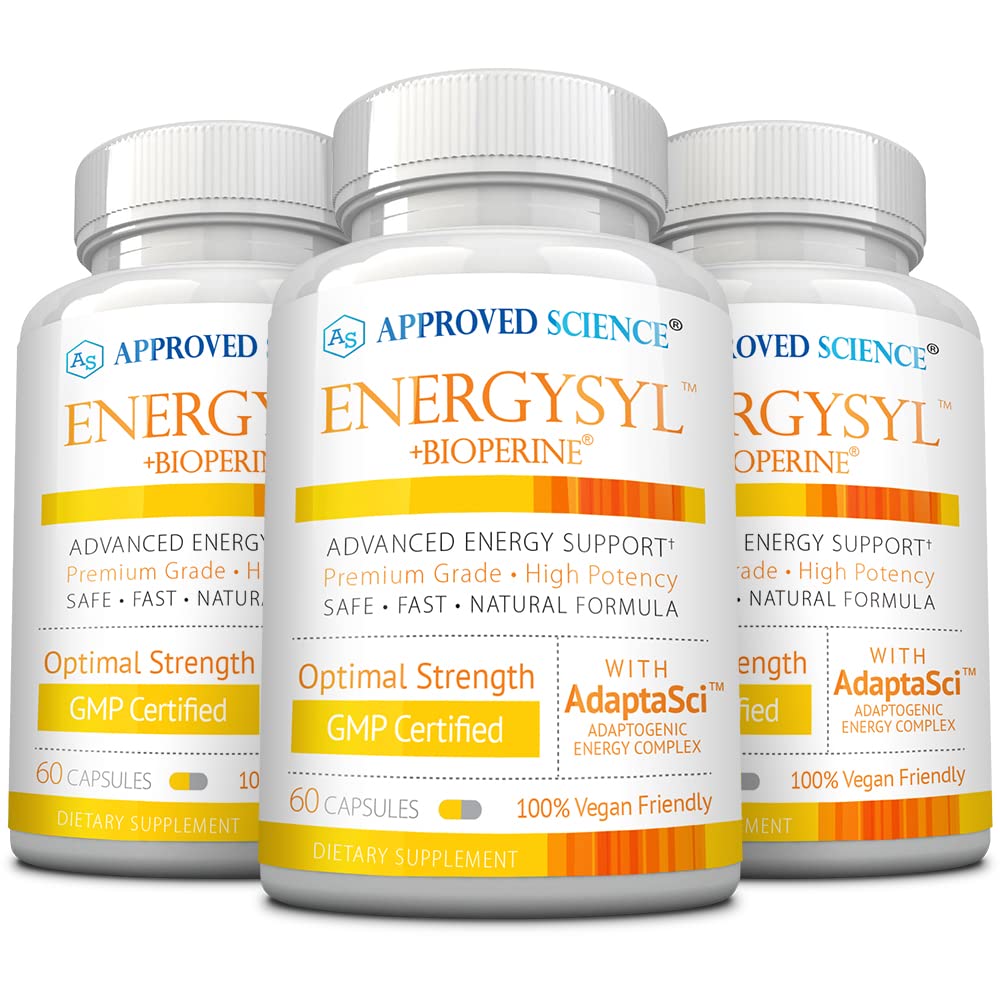 Onaylanan Bilim Enerjileriyl - Caffeine Free - Adaptogens, B Vitaminleri ve Bioperine - 3 Ay Supply - 180 Capsules