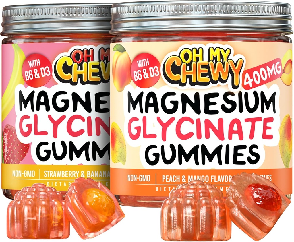 Magnezyum Gummies Sche – 2 Şişe (60 Her) – Strawberry Banana & Peach Mango