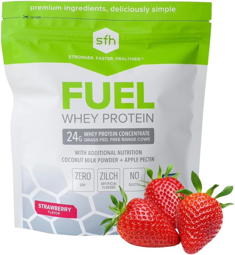 SFH Yakıt Whey Protein Toz Büyük Taşting Grass Fed Whey | MCTs & Fiber for Energy | All Natural | Soy Free, Gluten Free, No RBST, No Yapay Flavors (Strawberry (1.6lb Bag)