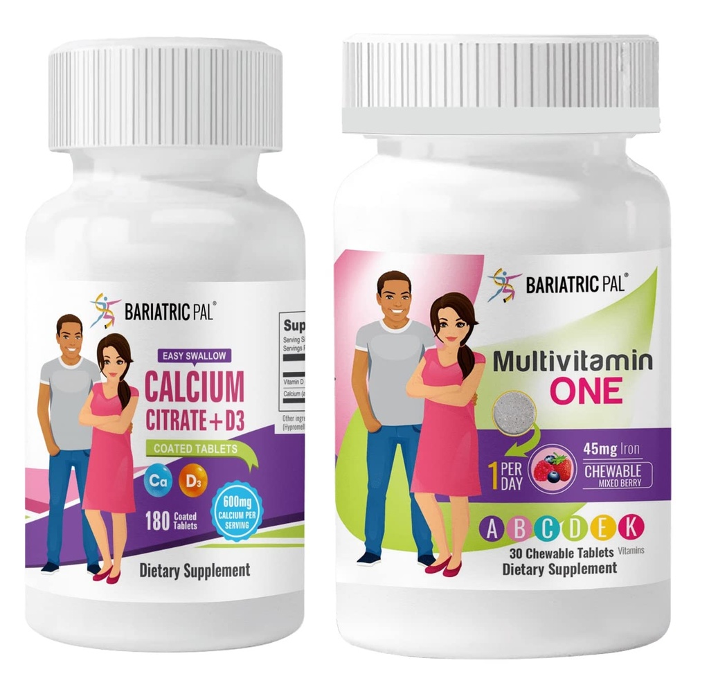 BariatrikPal 30 günlük Bariatrik Vitamini Gün başına 1 Multivitamin! 45 mg Iron - Karma Berry ve Easy Swallowdis Citrate (600 mg) ve D3 Kaplamalı Tabletler