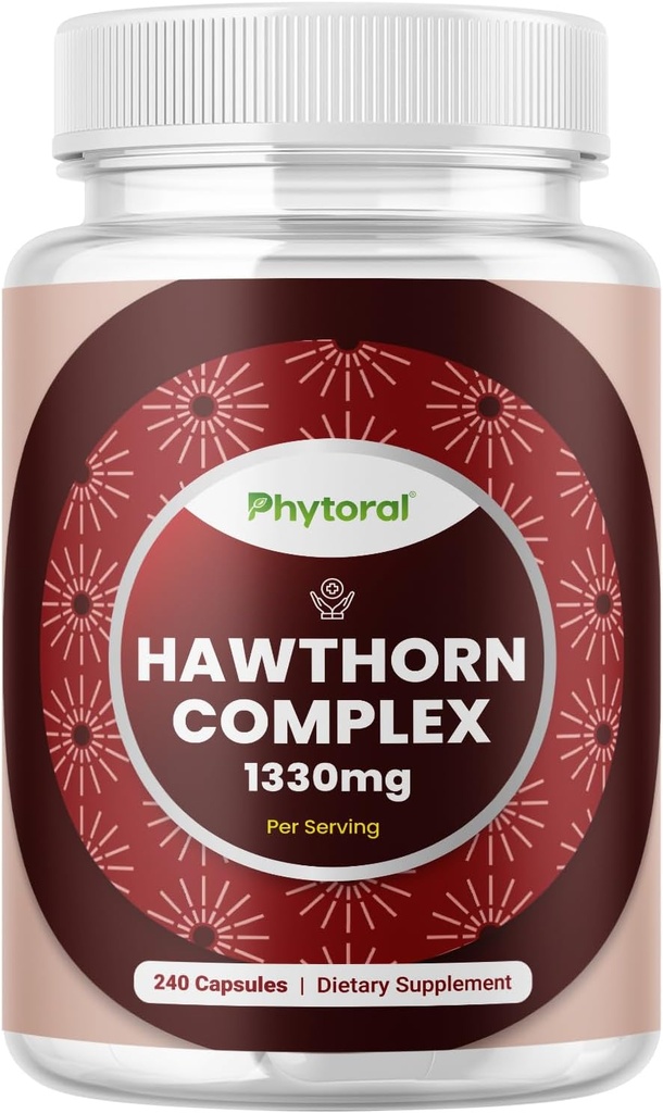High Strength Hawthorn Berry Capsules - Pure Antioxidant Hawthorn Berry Supplement with Leaf & Flower Extract 4:1 for Healthy Heart & Digestion - Energy Support for Men & Women - 240 Count Pack