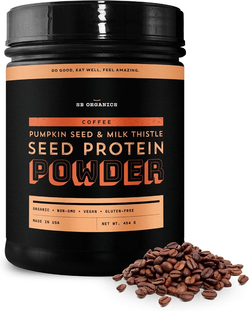 Sun Bay Organiks Kabak ve Süt Butle Tohum Vegan Protein Toz - 1lb Canister - Kahve Santrali Protein Toz Shake Mix - 13g proteini - Soy, Süt, Şeker ve Gluten Free