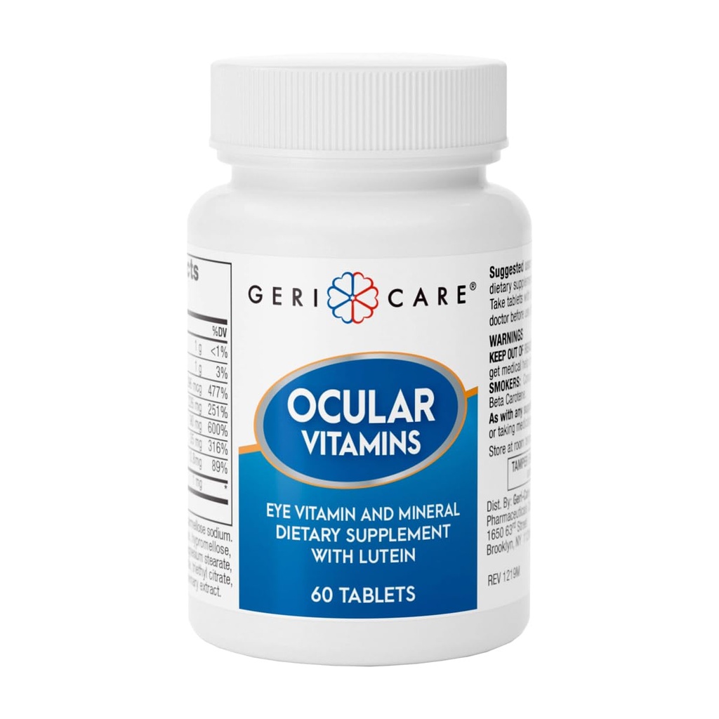 GeriCare Ocular, Göz Vitaminleri ve Mineralleri Lutein, Diyetsel Tamam Tabletleri, 60 Kont (kısa 1)