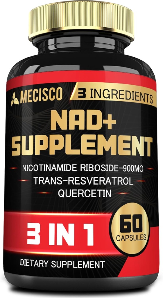 3in1 NAD+ Supplement 1200Mg - Nicotinamid Riboside with Trans Resveratrol & Quercetin - Hücresel Aktivite, Immune, Aging Health - 60 Count Supply for 30 Days