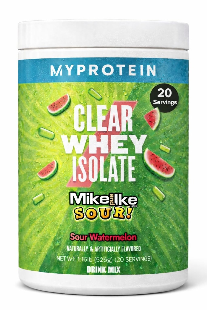 Protein Clear Whey Isolate Protein Tozu, 20 Hizmet (1.1lbs) Meyveli Mike ve IKE Sour Watermelon IKE Sour Watermelon Drink Mix, 20g proteini her hizmet için, Daily Drink for Superior Performance