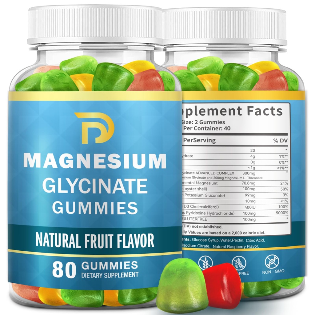 Magnesium Glycinate Gummies for Adults & Kids, Sugar Free 400mg Magnesium Supplement Chewable, Sleep Aid, Stress & Muscle Relief,Relaxation, 160 Gummies