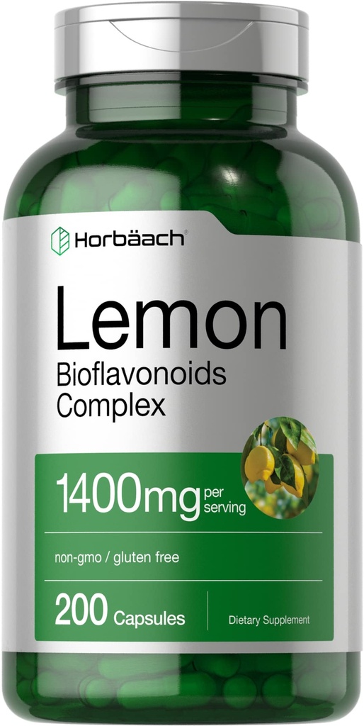 Horbäach Lemon Bioflavonoids Supplement | 1400 mg | 200 Capsules | Kompleks ve Hesperidin | Non-GMO ve Gluten Ücretsiz